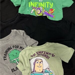 5 Kids Graphic T-Shirts - Green, Black, Gray